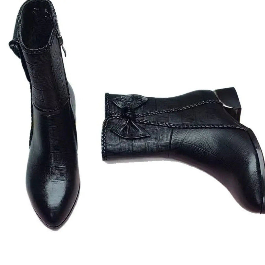 Women's Pointed-Toe Block-Heel Bow-Detail Ankle Boots