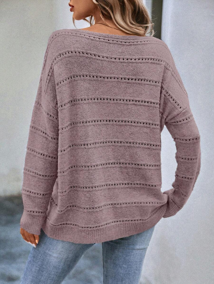 Women's Pointelle Knit Boat Neck Pullover