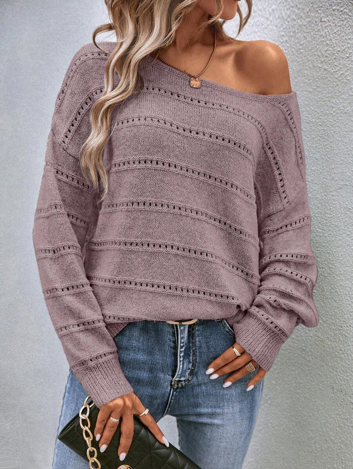 Women's Pointelle Knit Boat Neck Pullover