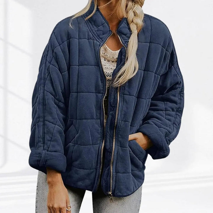 Women's Quilted Jacket Zip-Up Lightweight Stand Collar Padded Coat