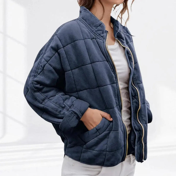 Women's Quilted Jacket Zip-Up Lightweight Stand Collar Padded Coat