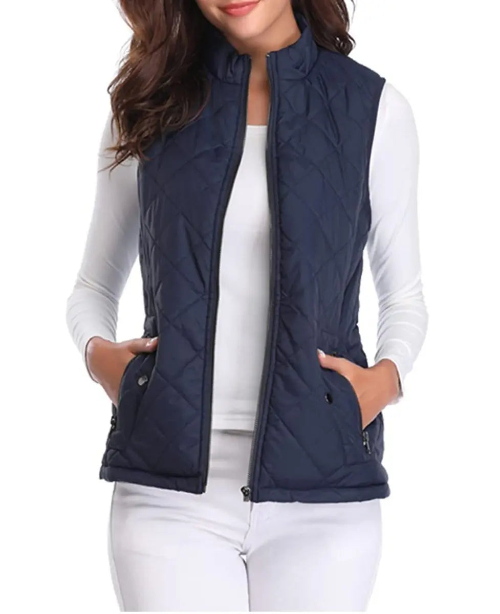 Women's Quilted Zip-Up Lightweight Puffer Vest