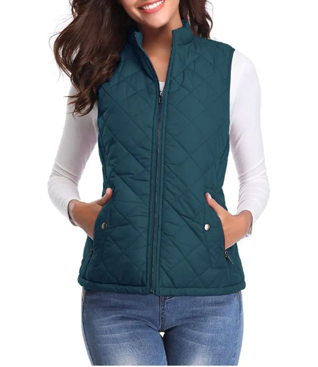 Women's Quilted Zip-Up Lightweight Puffer Vest