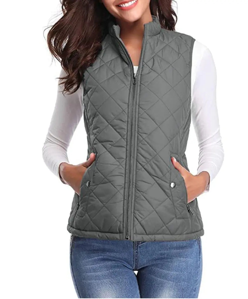 Women's Quilted Zip-Up Lightweight Puffer Vest