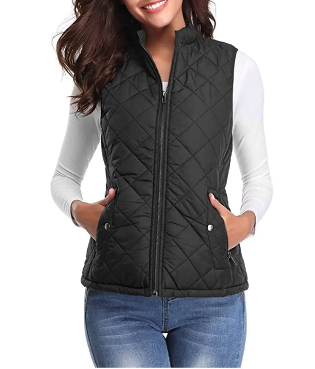 Women's Quilted Zip-Up Lightweight Puffer Vest