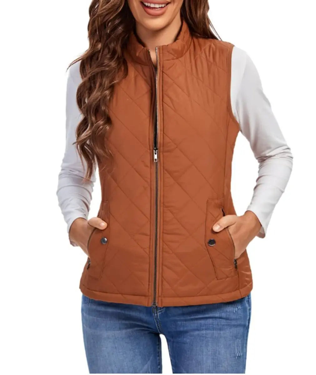 Women's Quilted Zip-Up Lightweight Puffer Vest