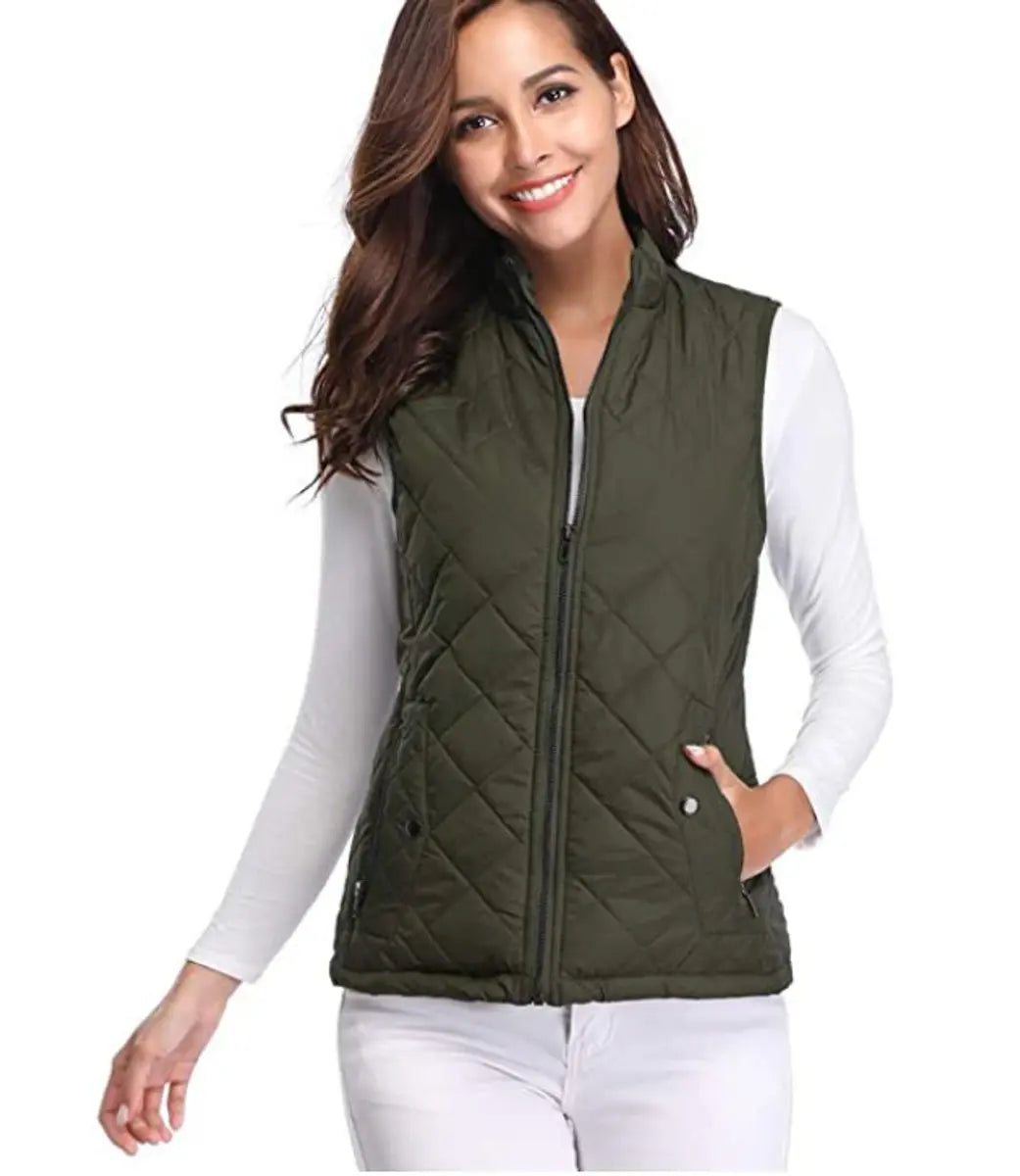 Women's Quilted Zip-Up Lightweight Puffer Vest