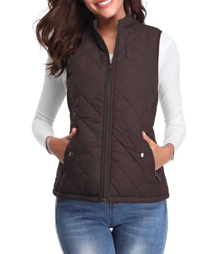 Women's Quilted Zip-Up Lightweight Puffer Vest