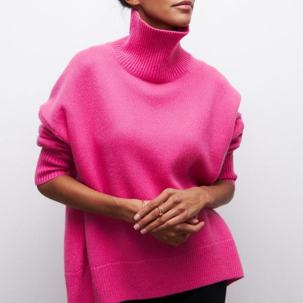 Women's Relaxed Draped Turtleneck Sweater