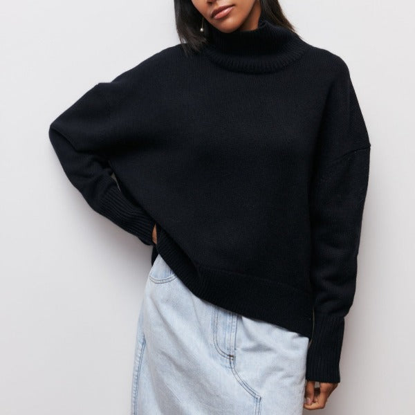 Women's Relaxed Draped Turtleneck Sweater