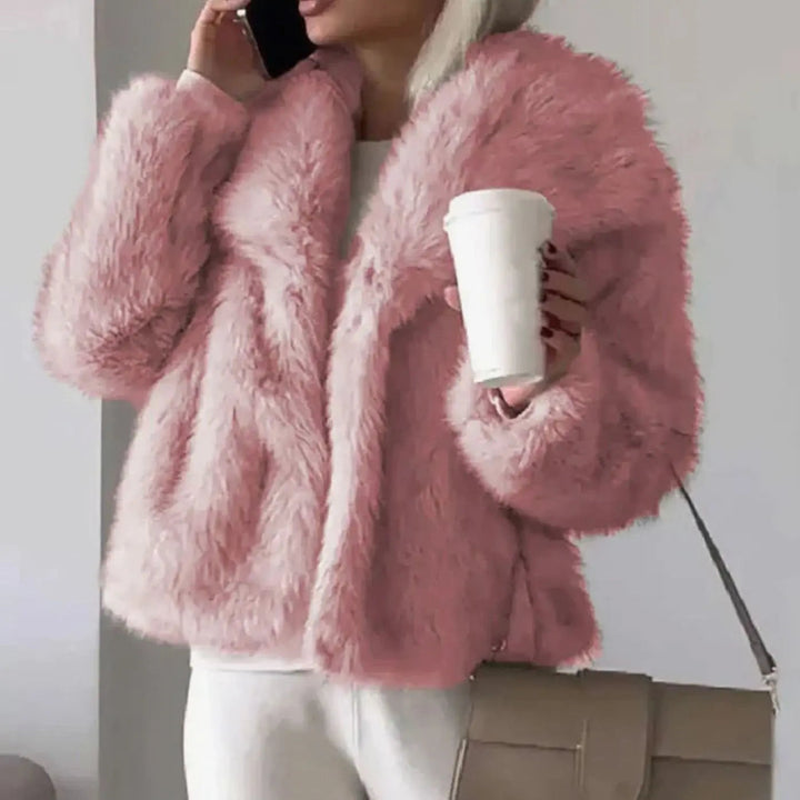 Women's Relaxed Fit Faux Fur Jacket Open Front Fluffy Coat