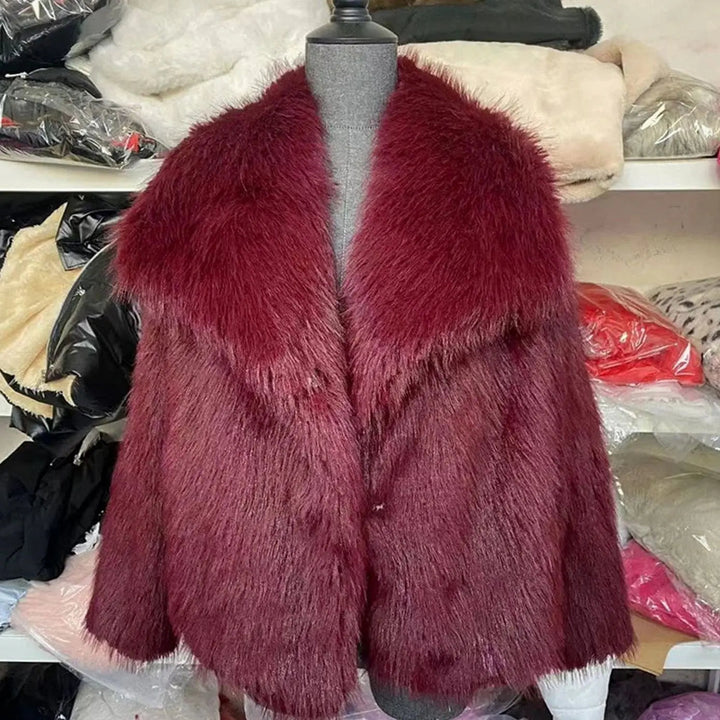 Women's Relaxed Fit Faux Fur Jacket Open Front Fluffy Coat