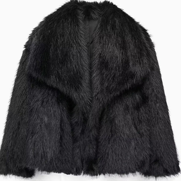 Women's Relaxed Fit Faux Fur Jacket Open Front Fluffy Coat