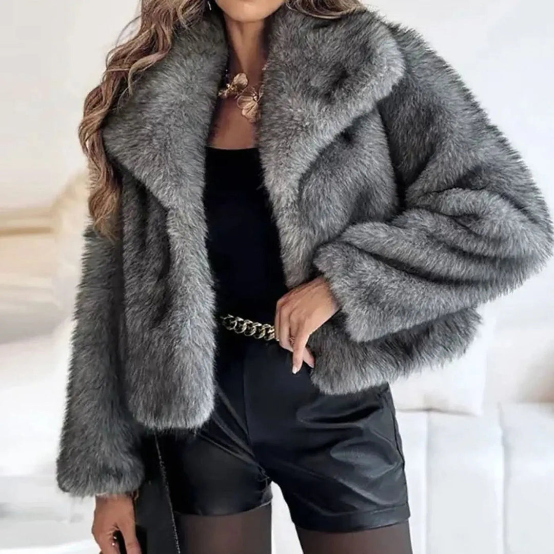 Women's Relaxed Fit Faux Fur Jacket Open Front Fluffy Coat
