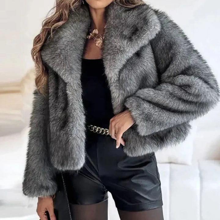 Women's Relaxed Fit Faux Fur Jacket Open Front Fluffy Coat