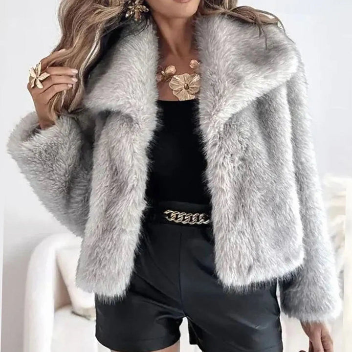 Women's Relaxed Fit Faux Fur Jacket Open Front Fluffy Coat
