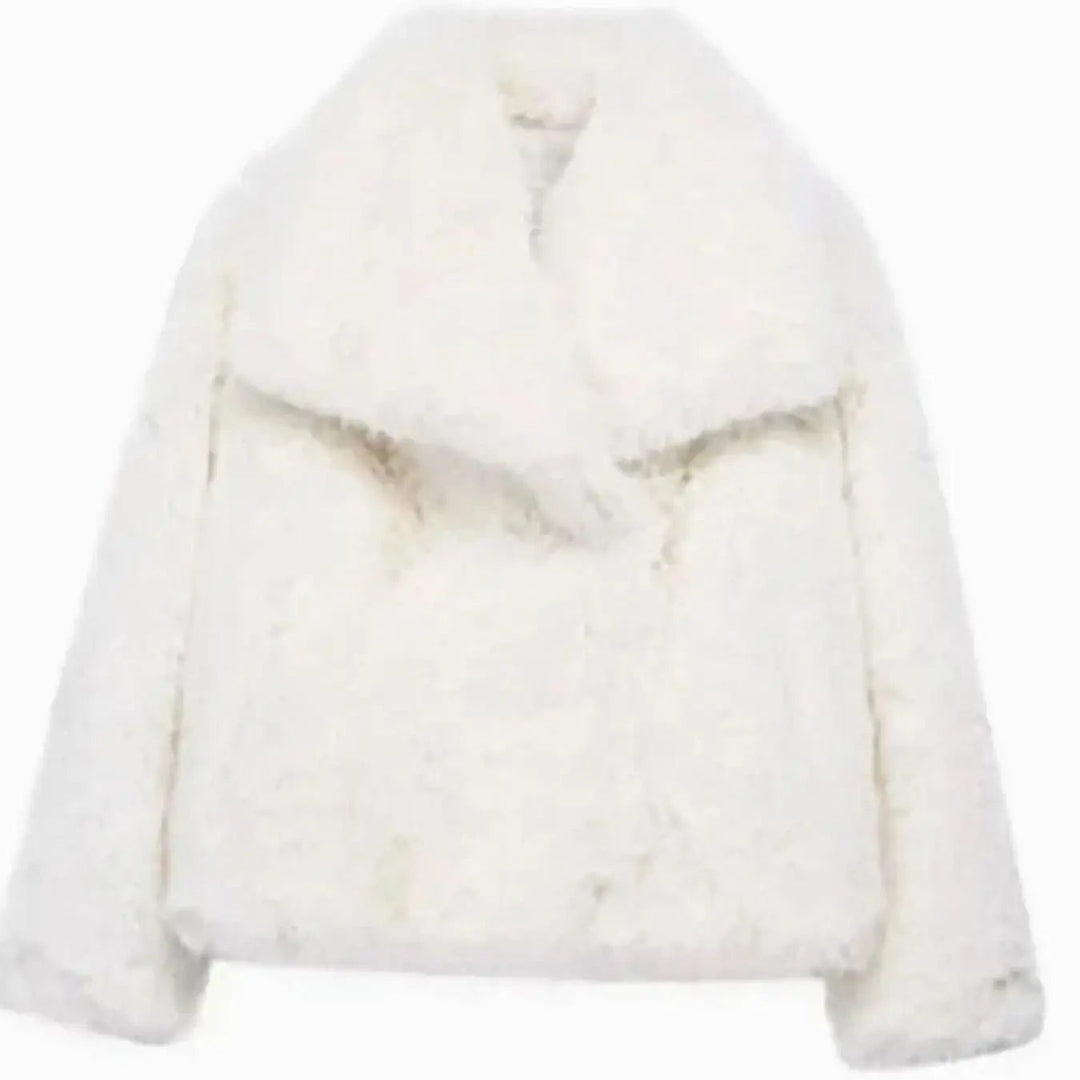 Women's Relaxed Fit Faux Fur Jacket Open Front Fluffy Coat