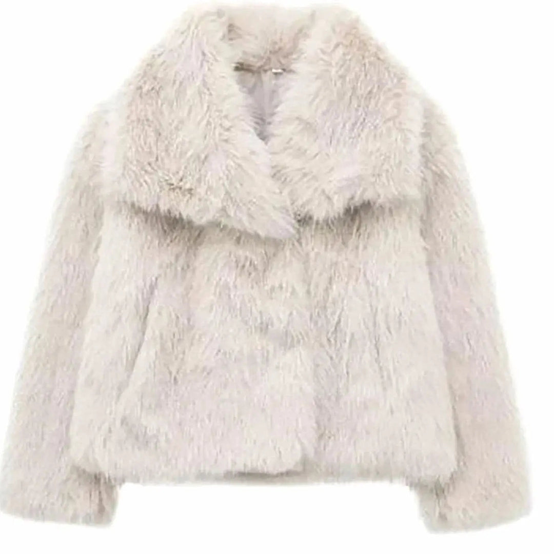 Women's Relaxed Fit Faux Fur Jacket Open Front Fluffy Coat