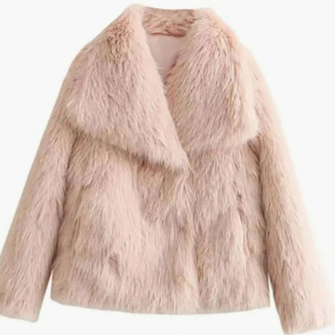 Women's Relaxed Fit Faux Fur Jacket Open Front Fluffy Coat