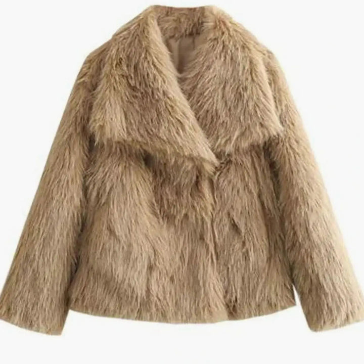 Women's Relaxed Fit Faux Fur Jacket Open Front Fluffy Coat