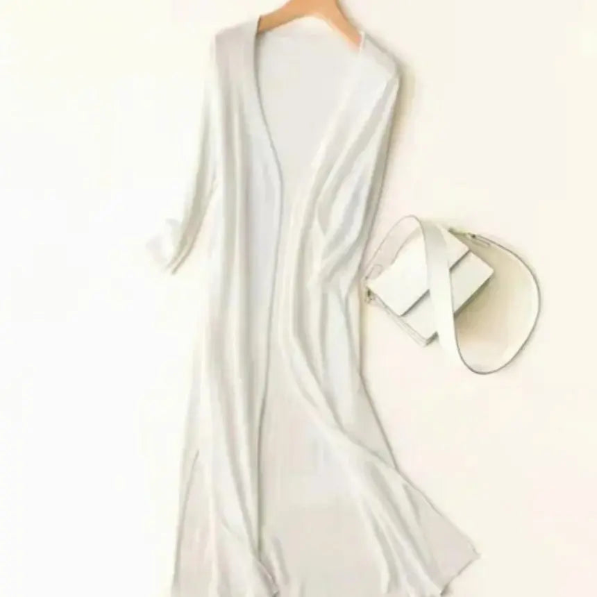 Women's Relaxed Open Front Lightweight Longline Long Cardigan