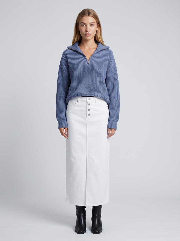 Women's Ribbed Half-Zip Funnel Neck Sweater
