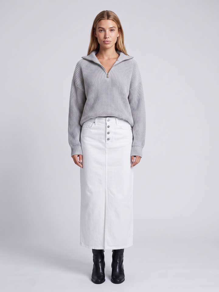 Women's Ribbed Half-Zip Funnel Neck Sweater