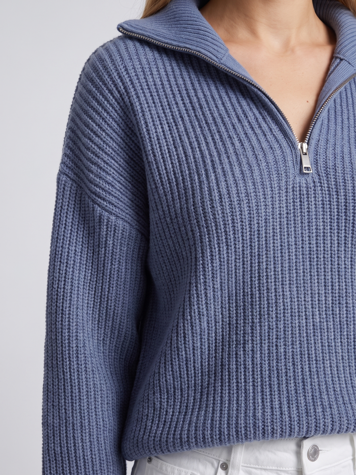 Women's Ribbed Half-Zip Funnel Neck Sweater