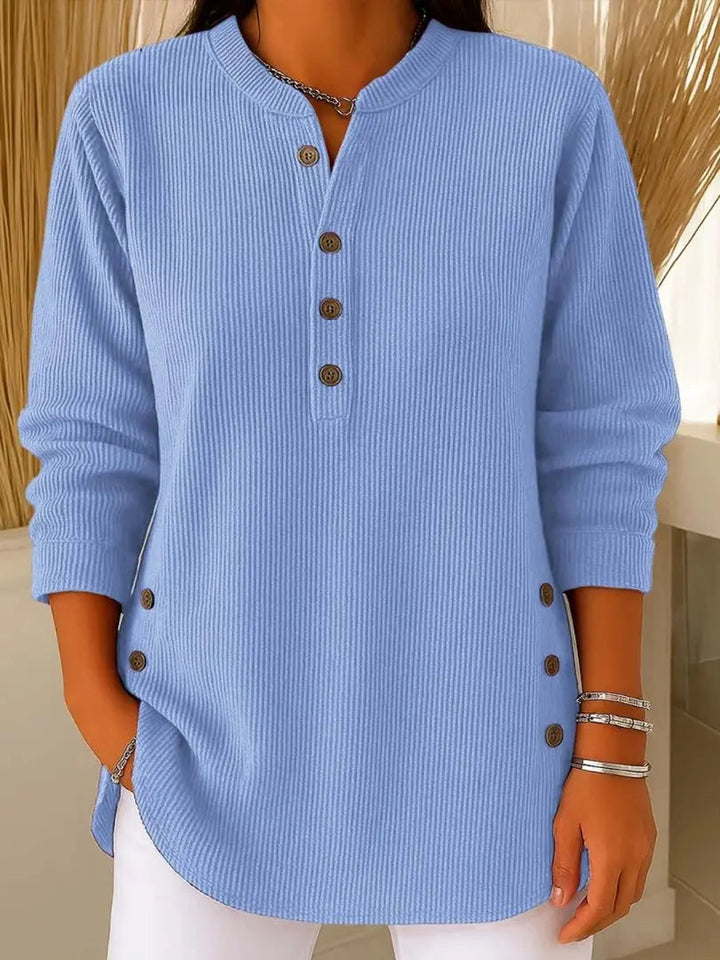Women's Ribbed Jumper Button Detail Long Sleeve