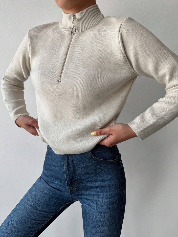 Women's Ribbed Mock Neck Half Zip Pullover