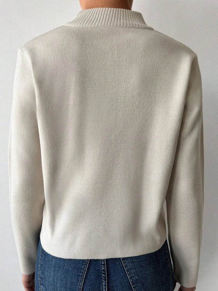 Women's Ribbed Mock Neck Half Zip Pullover