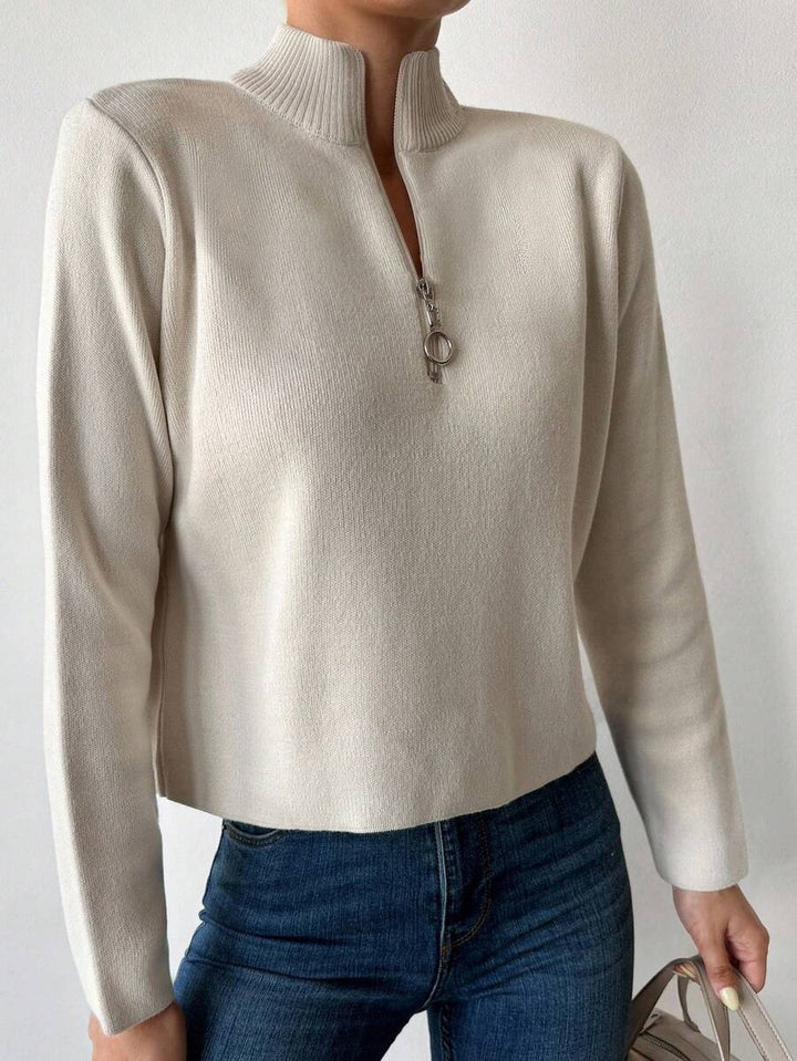 Women's Ribbed Mock Neck Half Zip Pullover