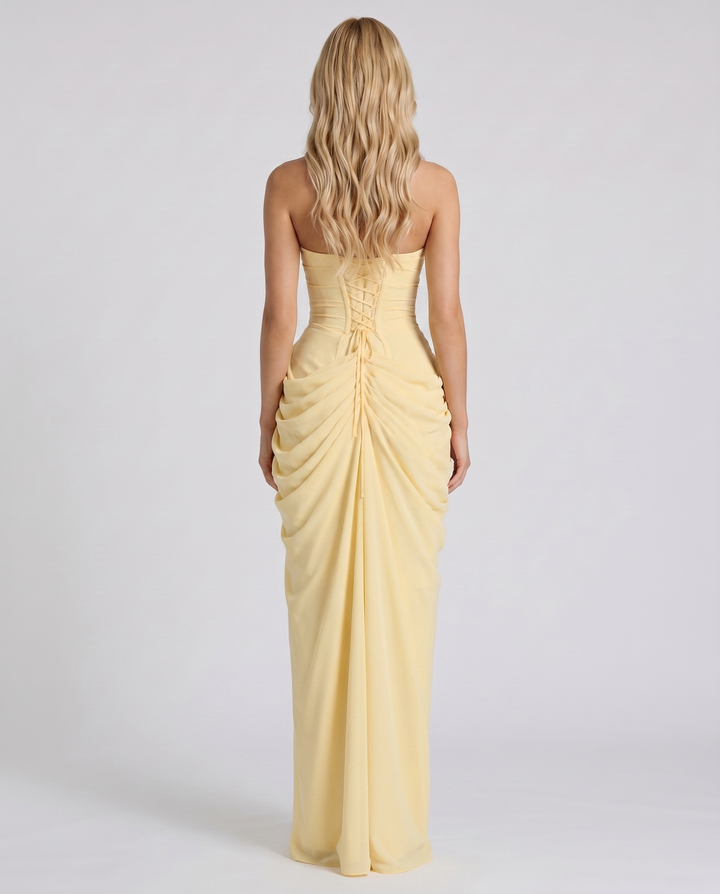 Women's Ruched Strapless Maxi Dress