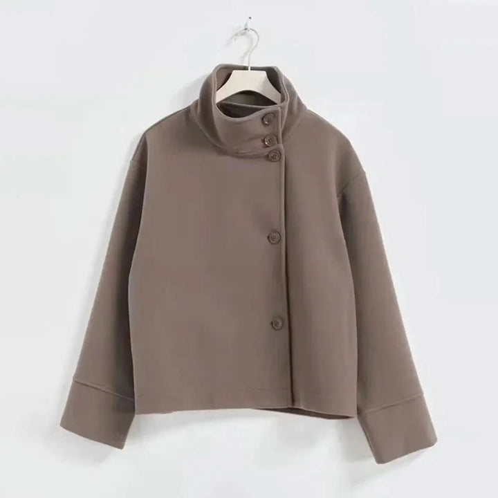 Women's Short Button-Up High-Collar Coat