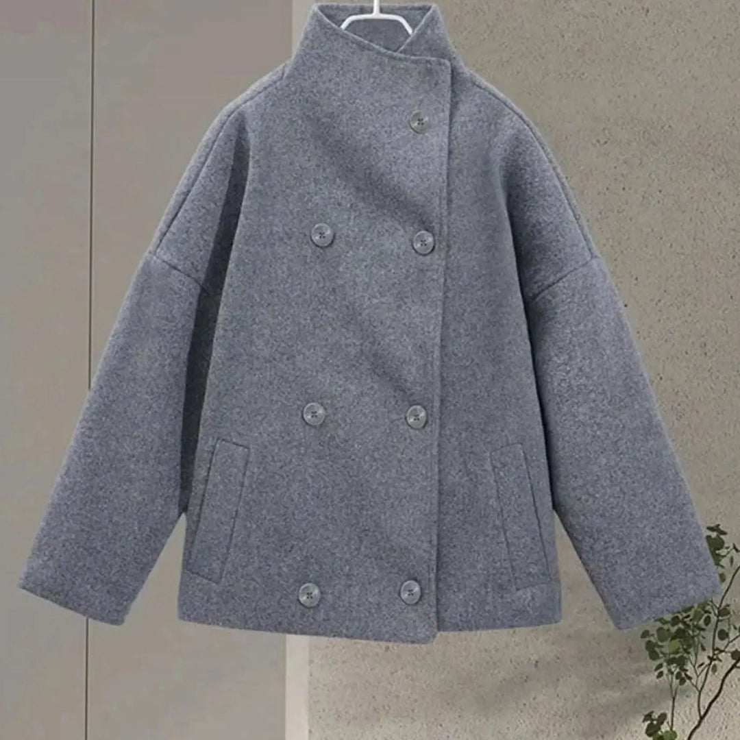 Women's Short Button-Up High-Collar Coat