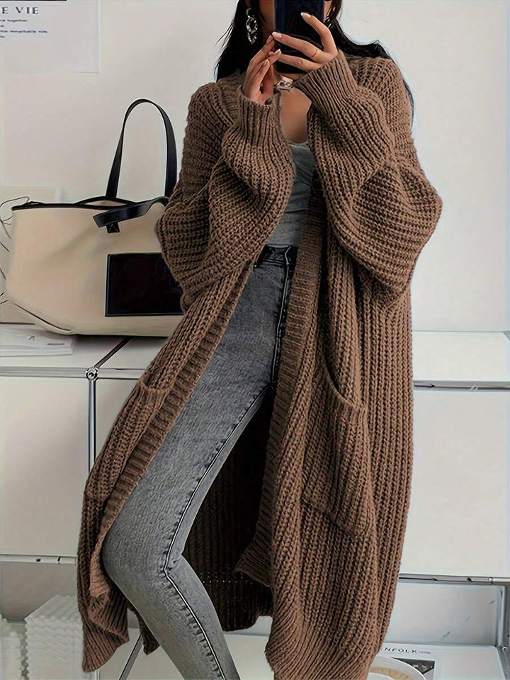 Women's Side Split Chunky Rib Maxi Cardigan