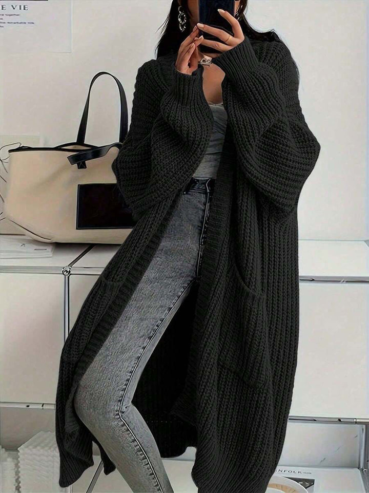 Women's Side Split Chunky Rib Maxi Cardigan