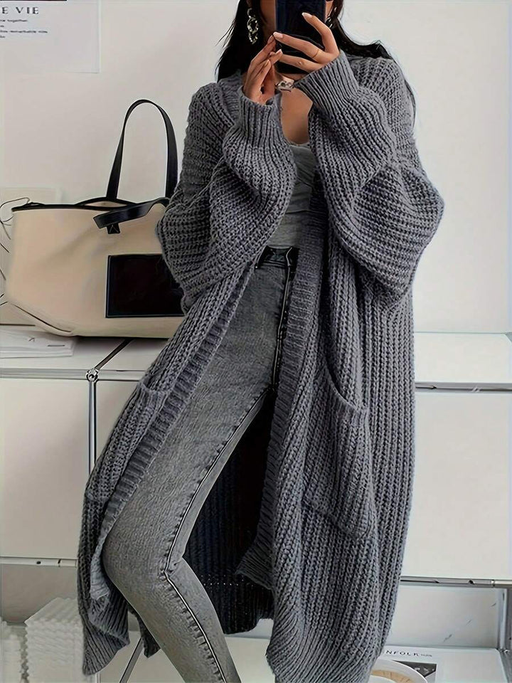 Women's Side Split Chunky Rib Maxi Cardigan