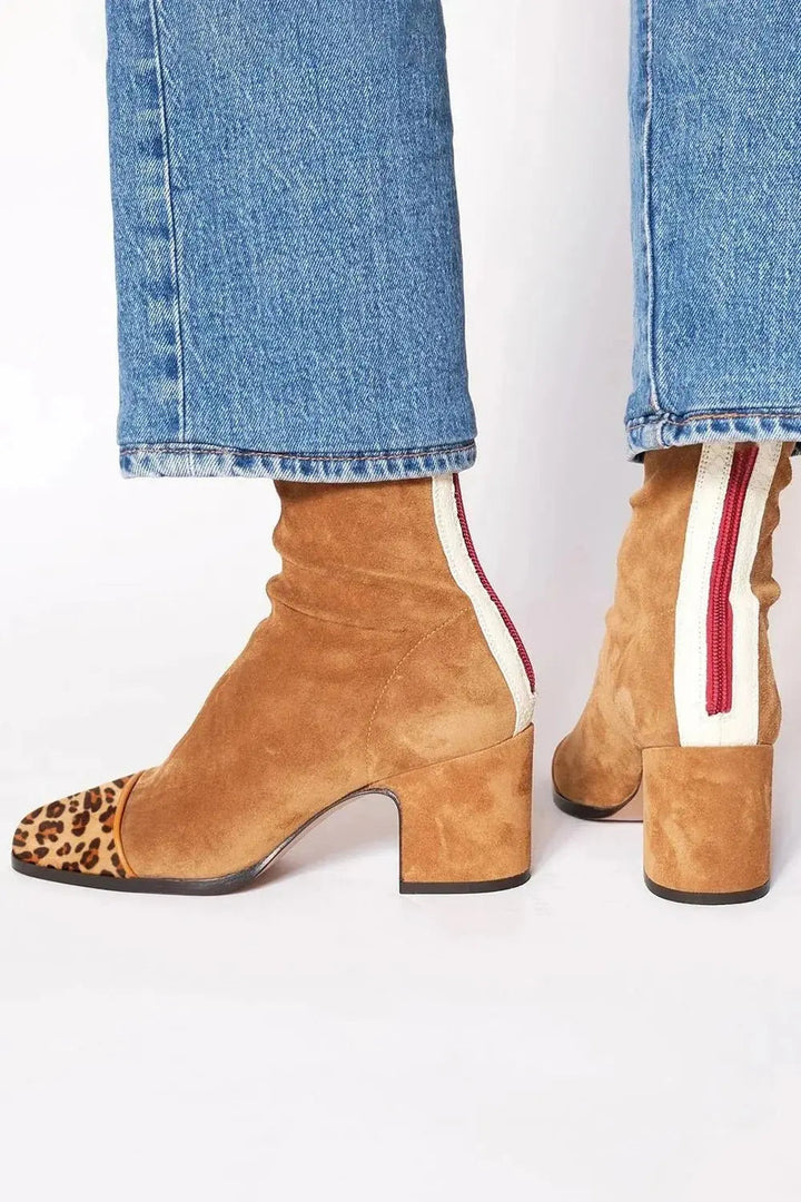 Women's Square Toe Block Heel Ankle Boots