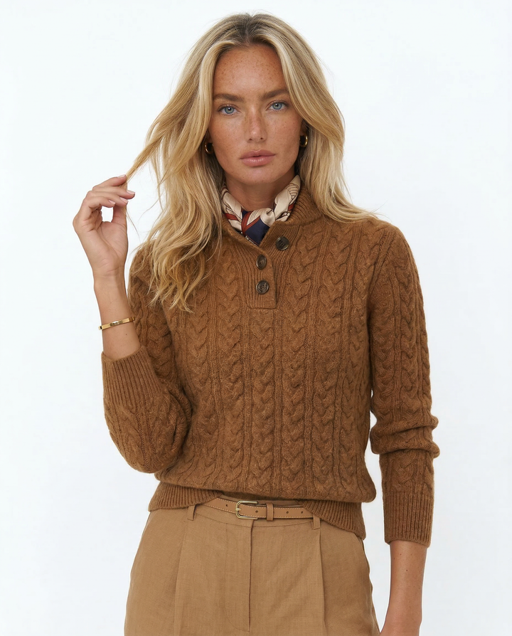 Women's Stand Collar Cable Knit Pullover