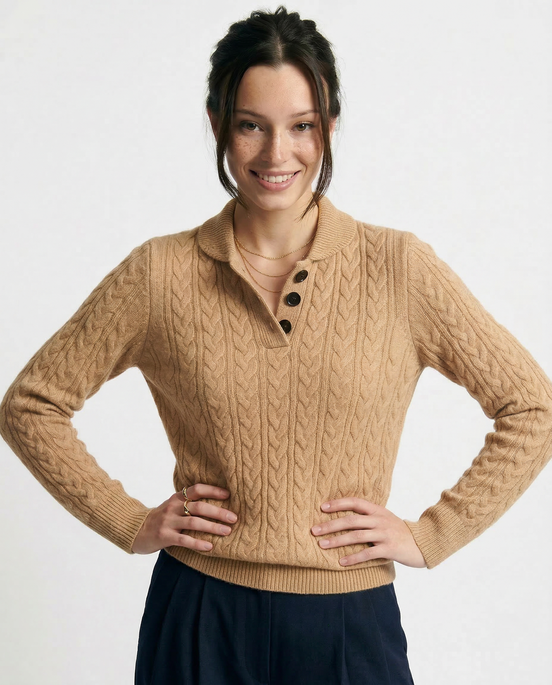 Women's Stand Collar Cable Knit Pullover