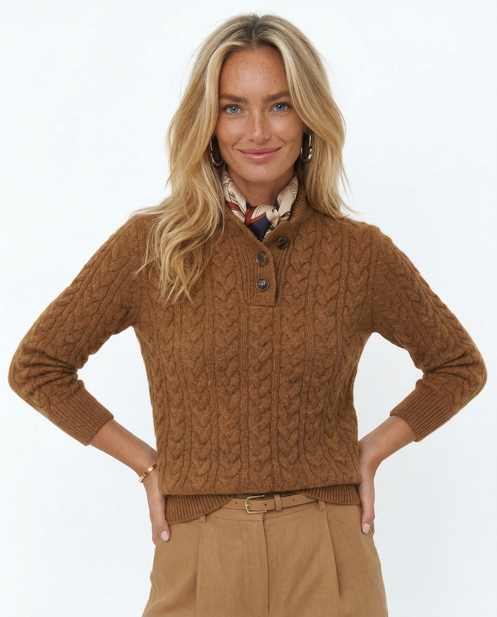 Women's Stand Collar Cable Knit Pullover