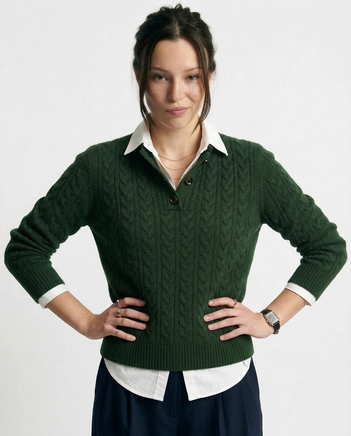Women's Stand Collar Cable Knit Pullover