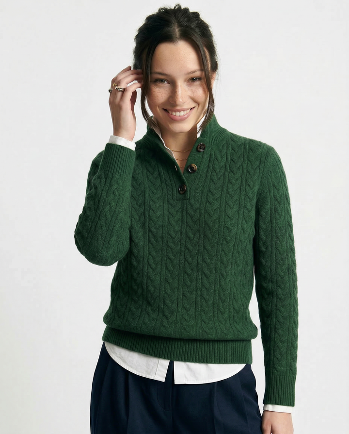Women's Stand Collar Cable Knit Pullover
