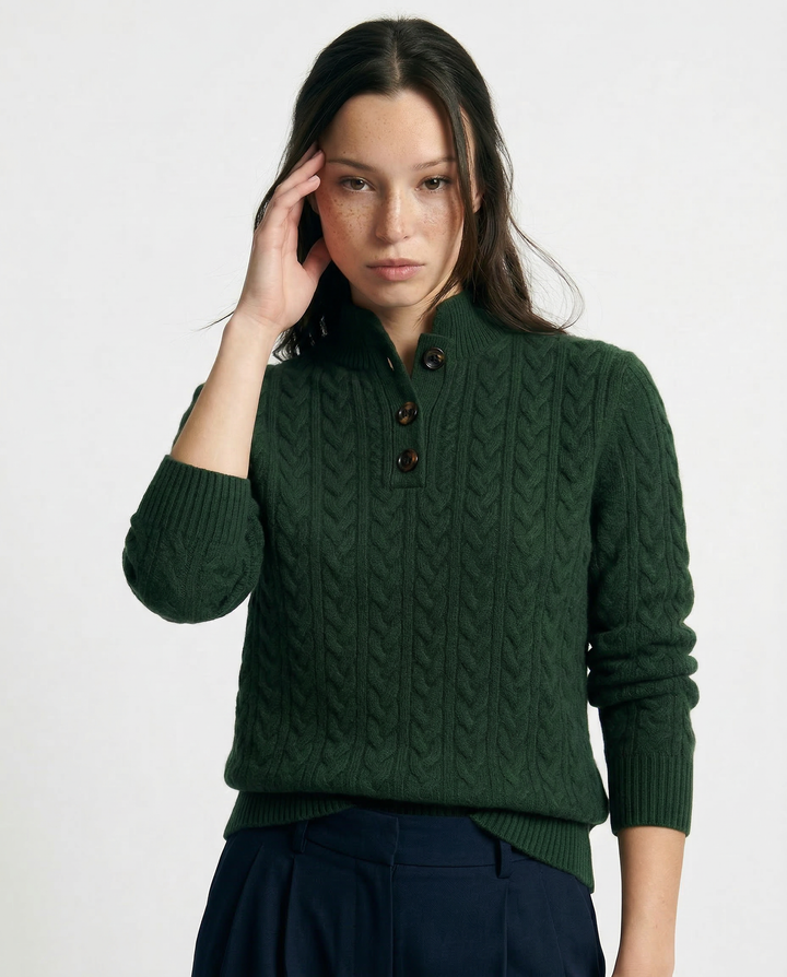 Women's Stand Collar Cable Knit Pullover