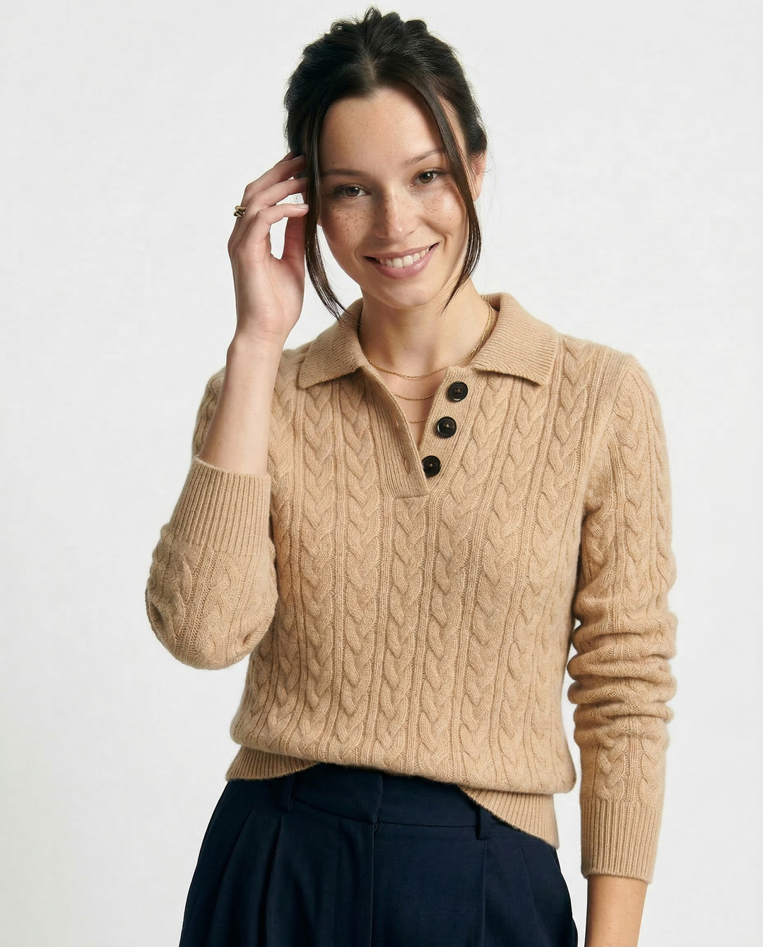 Women's Stand Collar Cable Knit Pullover
