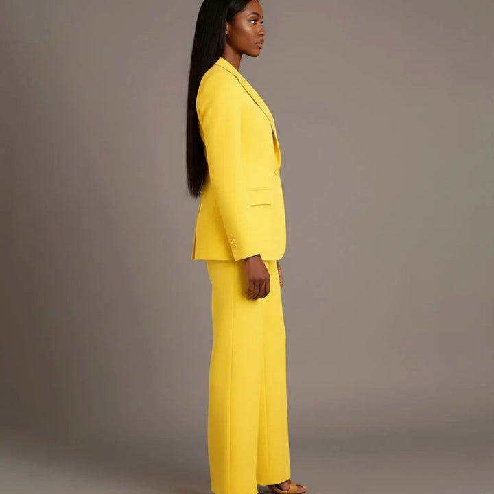 Women's Tailored Single-Button Blazer and Wide-Leg Trouser Suit Set