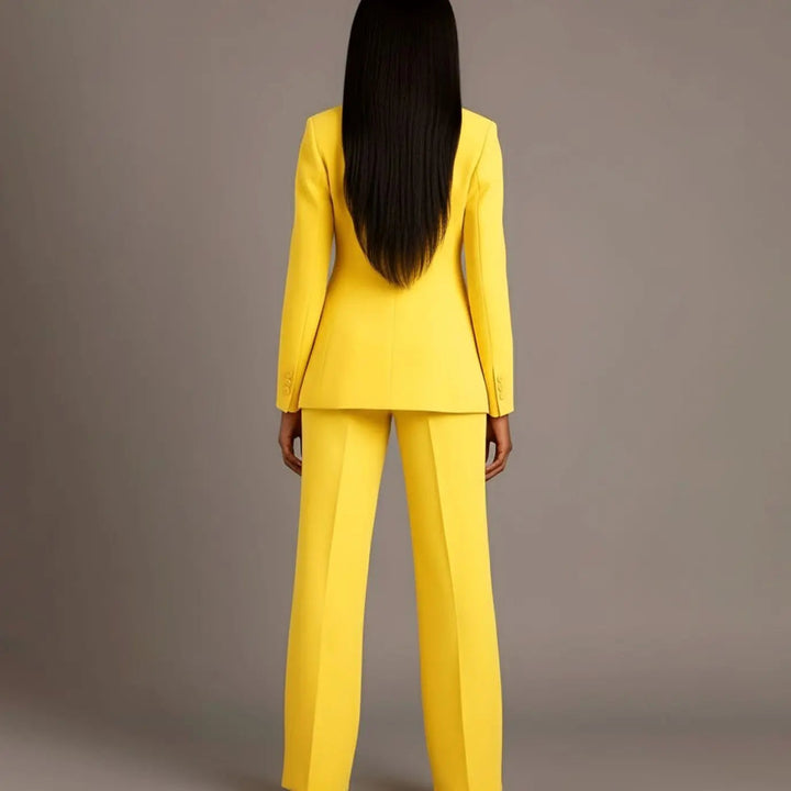 Women's Tailored Single-Button Blazer and Wide-Leg Trouser Suit Set
