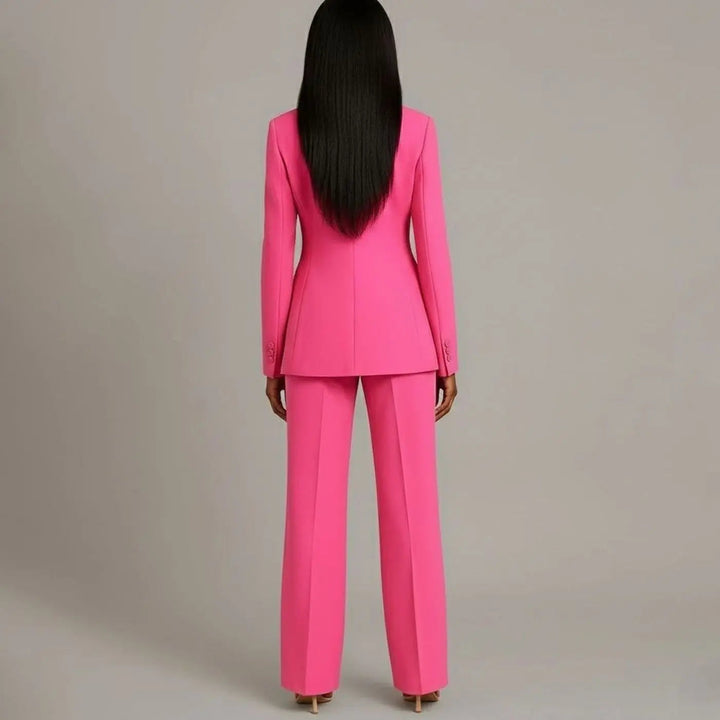 Women's Tailored Single-Button Blazer and Wide-Leg Trouser Suit Set