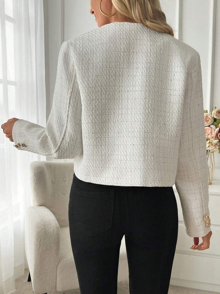 Women's Tweed Button Front Cropped Jacket